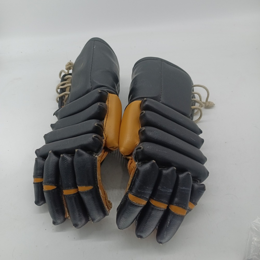 Vintage TruLine 5592 Armourflex Thumb Hockey Gloves Black Tan Size 9 Retro